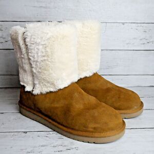 Koolaburra By UGG Womens Size 8 Aubrei Short Chesnut Suede Fur Boots